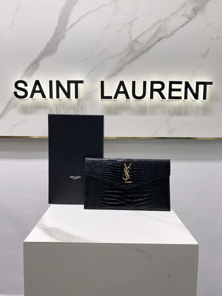 Saint Lauren* 크로커다일 업타운 클러치백 금장 565739