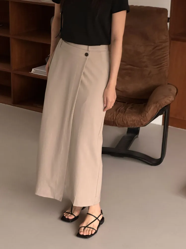 랩 뒷밴딩 롱 스커트