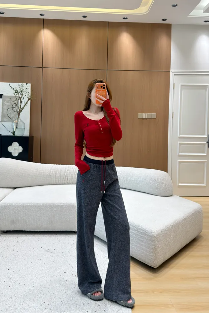 울 블렌드 여성 팬츠 블루