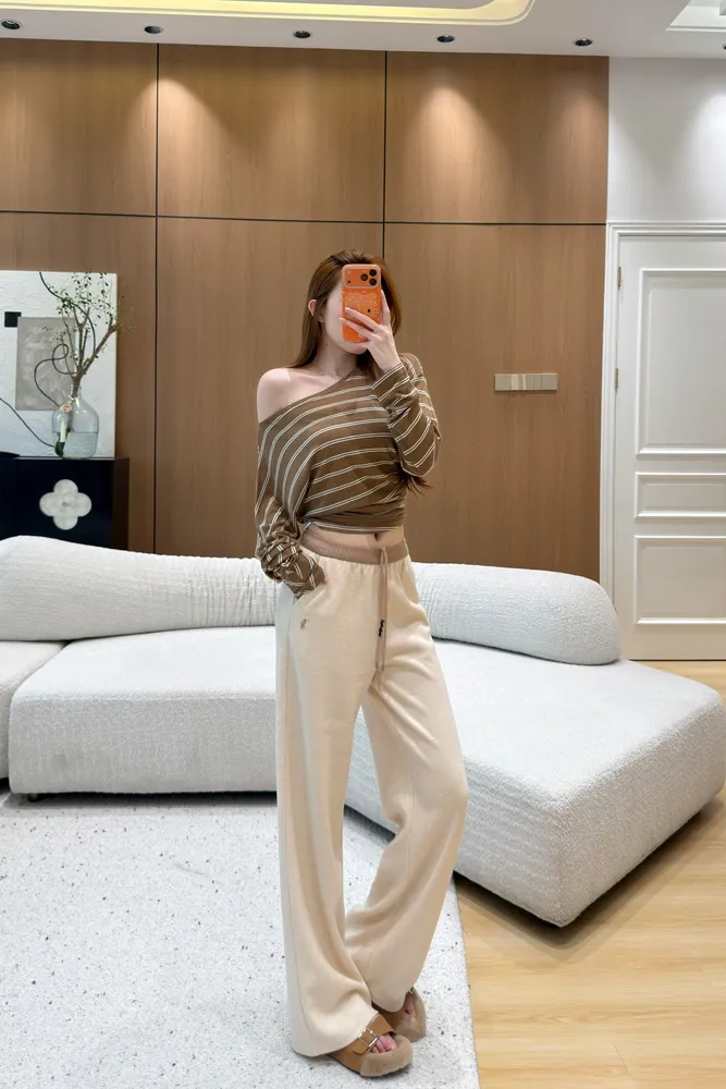 울 블렌드 여성 팬츠 화이트