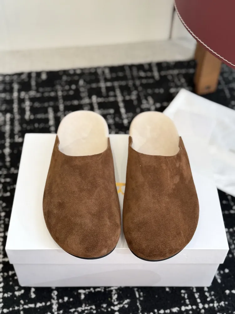스웨이드 퍼 뮬 여성 슈즈