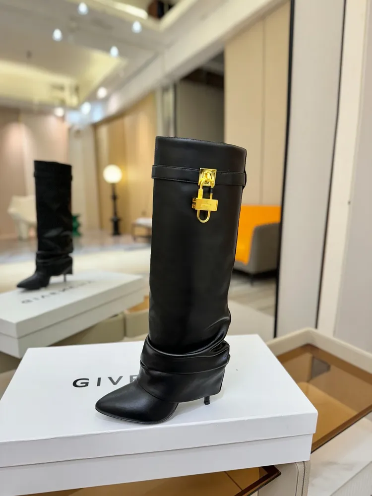 로고 락 10.5cm 롱부츠 여성 슈즈