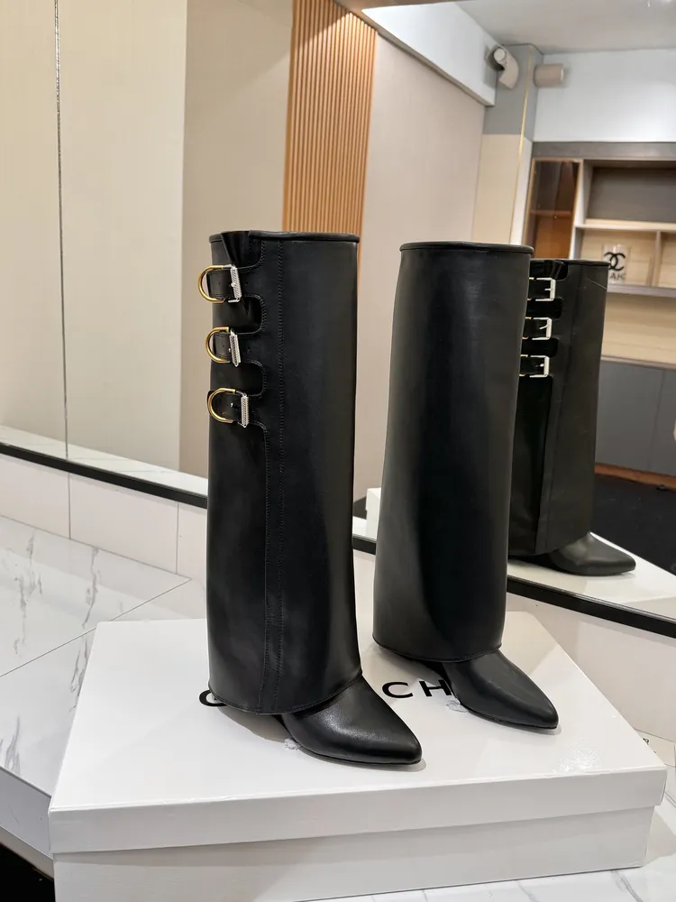 로고 락 8.5cm 롱부츠 여성 슈즈