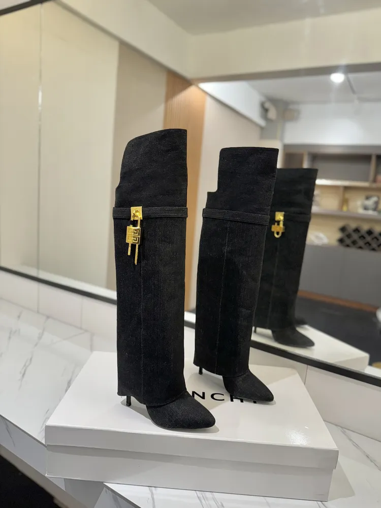 Shark Lock 데님 오버니 10.5cm 여성 슈즈