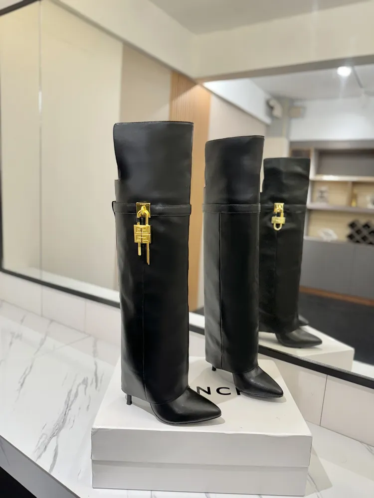 Shark Lock 데님 오버니 10.5cm 여성 슈즈