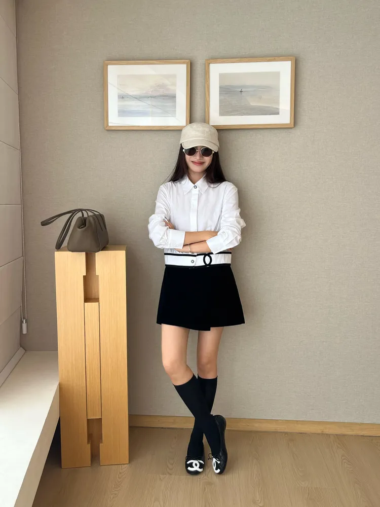 GG 마르몽 골드 버튼 벨벳 랩 여성 스커트