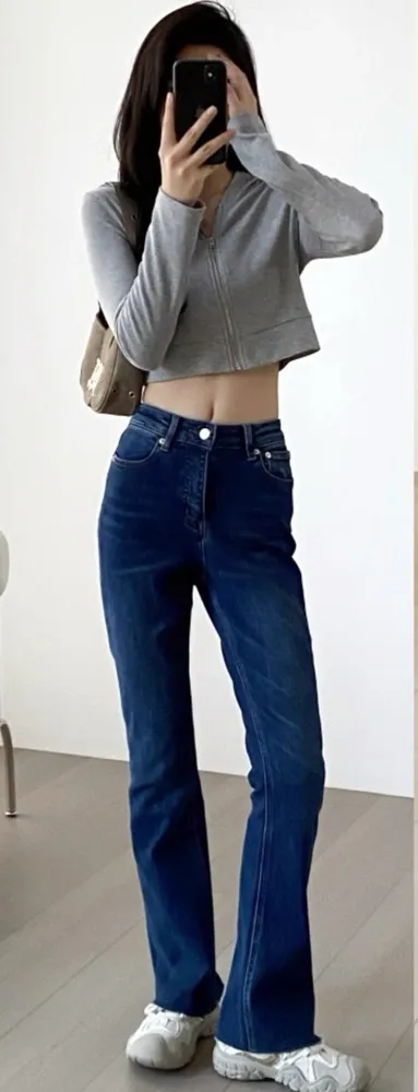 슬림 부츠컷 플레어 여성 데님 팬츠 중청