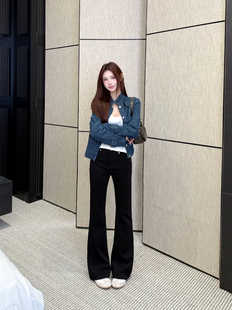 피셔맨 턴업 기모 여성 데님팬츠 블랙 H526Y11X41