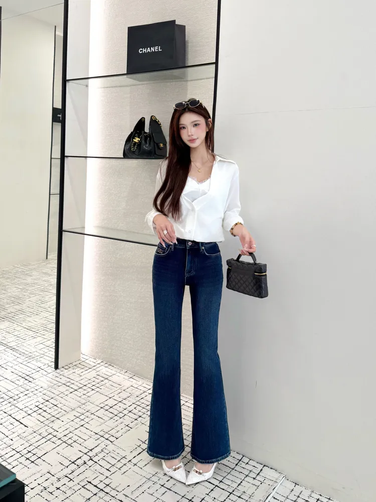 피셔맨 턴업 기모 여성 데님팬츠 중청 H526Y11X41