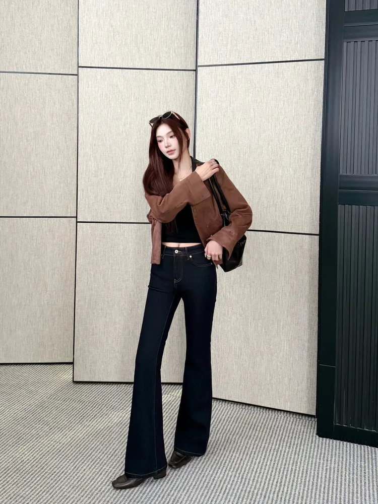 피셔맨 턴업 기모 여성 데님팬츠 진청 H526Y11X41