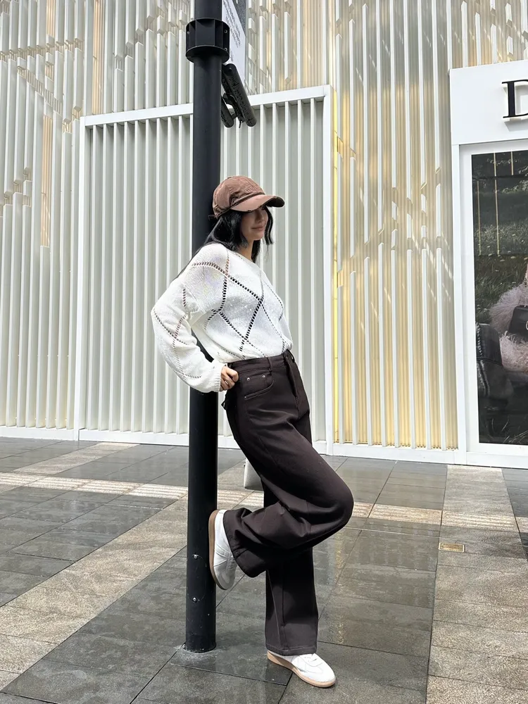 스트레이트 레그 여성 데님팬츠 브라운 S51LA0180M30024