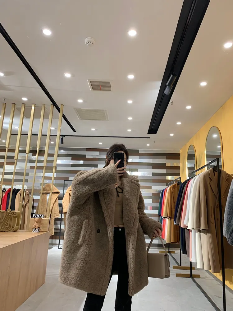 숏 테디베어 아이콘 디오라마 여성 코트