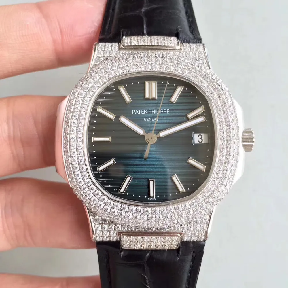 OEM공장 파텍필립(PATEK PHILIPPE)노틸러스 점보 5711 다이아몬드 블루 악어스트랩