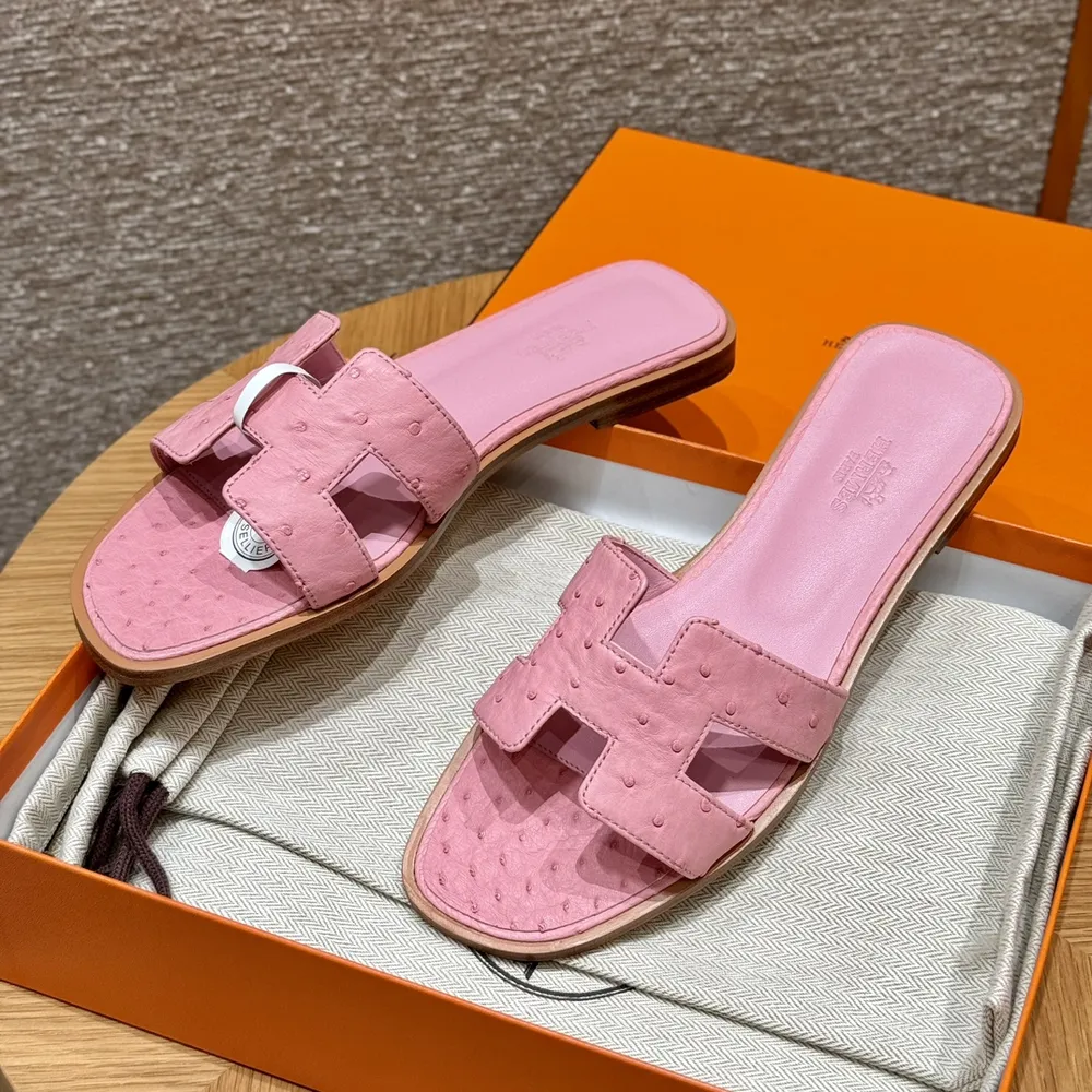 오란 타조가죽 샌들 여성 슈즈