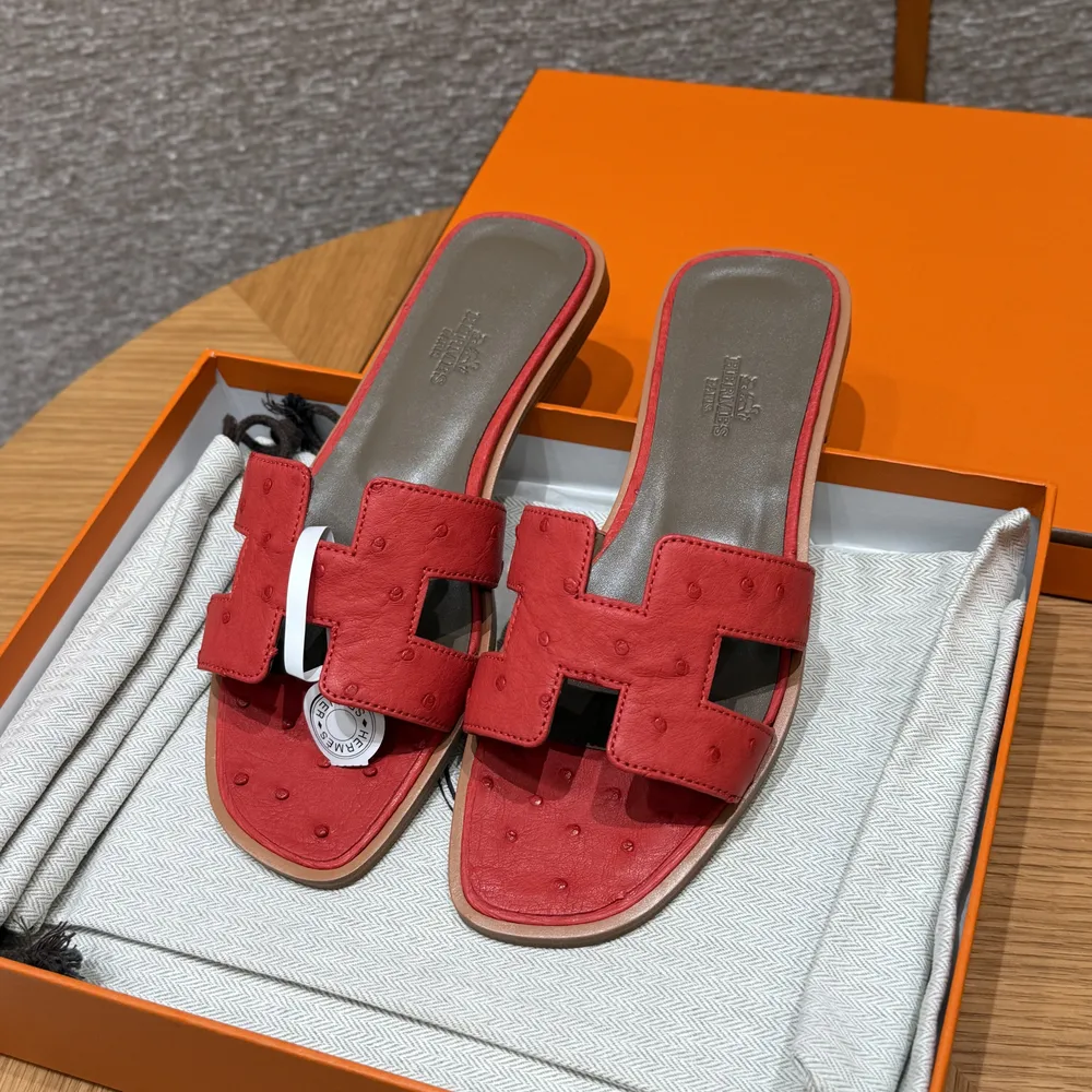 오란 타조가죽 샌들 여성 슈즈