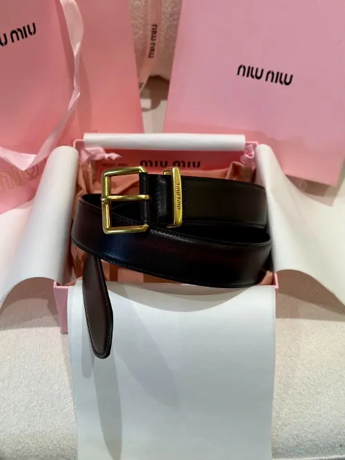 MIUMI* 미우 여성 로고 레더 벨트 (해외최상급)