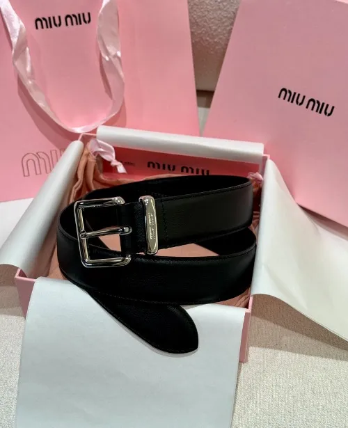 MIUMI* 미우 여성 로고 레더 벨트 (해외최상급)