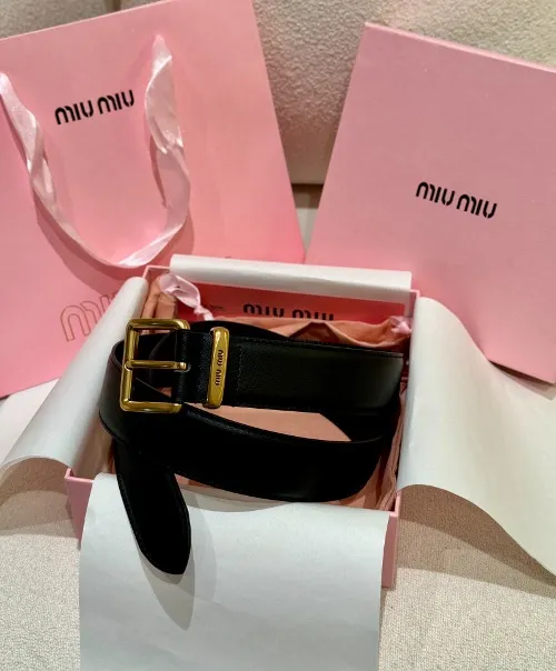 MIUMI* 미우 여성 로고 레더 벨트 (해외최상급)