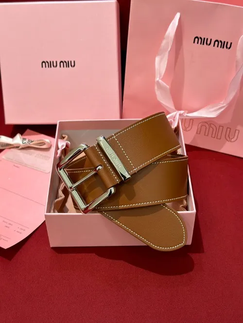 MIUMI* 미우 여성 로고 레더 벨트 (해외최상급)