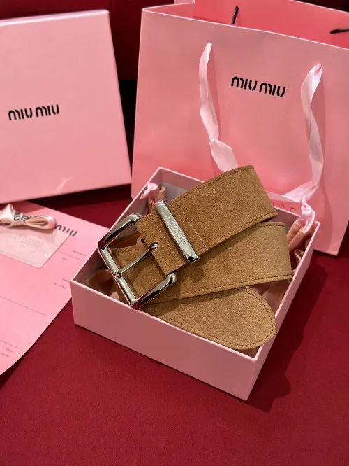 MIUMI* 미우 여성 로고 스웨이드 레더 벨트 (해외최상급)