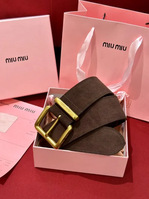 MIUMI* 미우 여성 로고 스웨이드 레더 벨트 (해외최상급)
