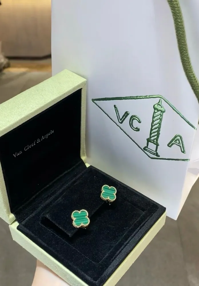 Van Cleef &amp; Arpel* 반클 빈티지 알함브라 이어링 귀걸이 - 말라카이트 (해외최상급)