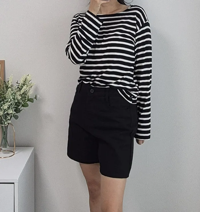 [베이직핏] 헤링본 탄탄핏 4부 팬츠 - 럭셔리몽 LUXURYMONG